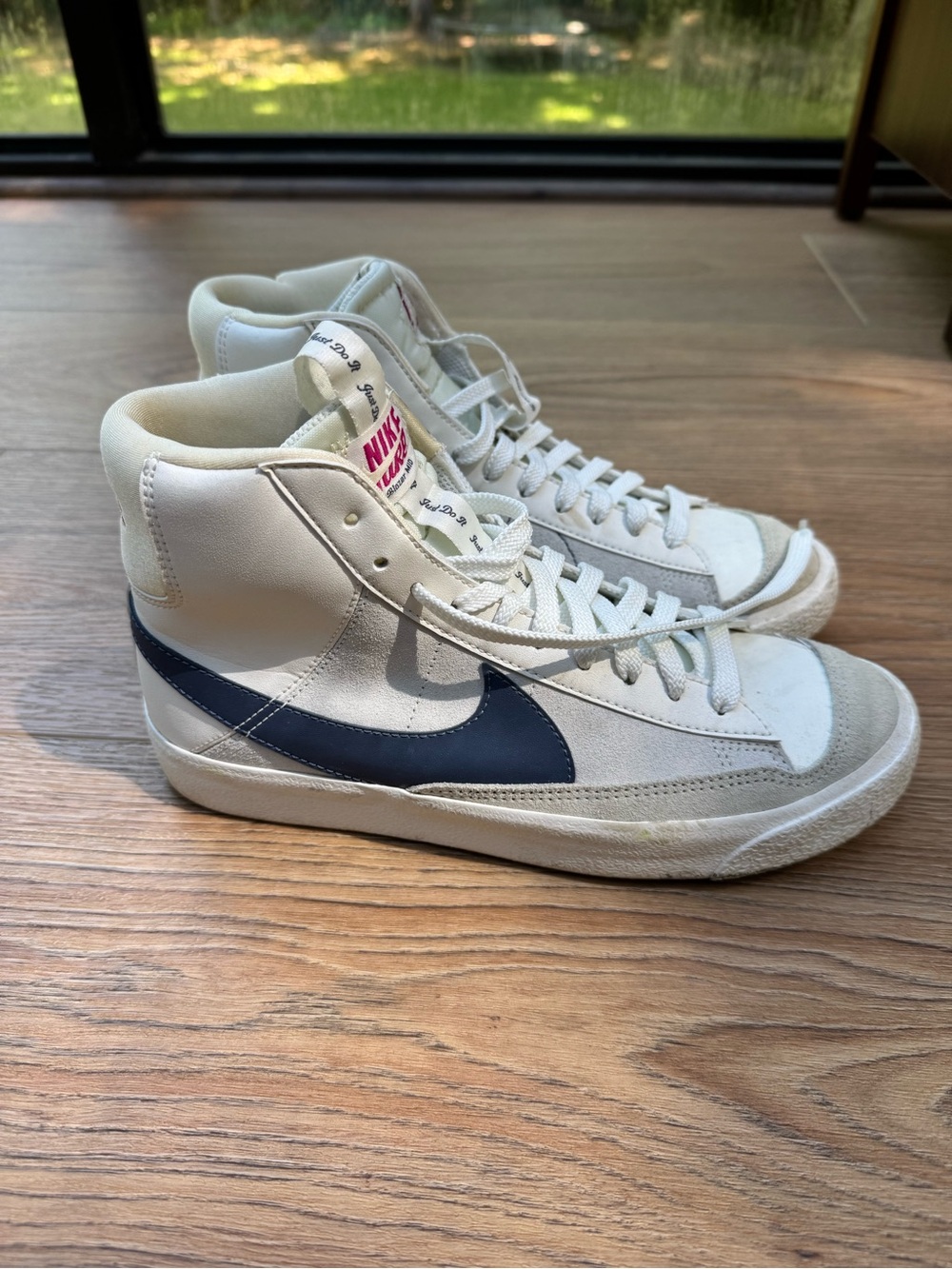 Nike Kids High-Top Sneakers in White and Navy